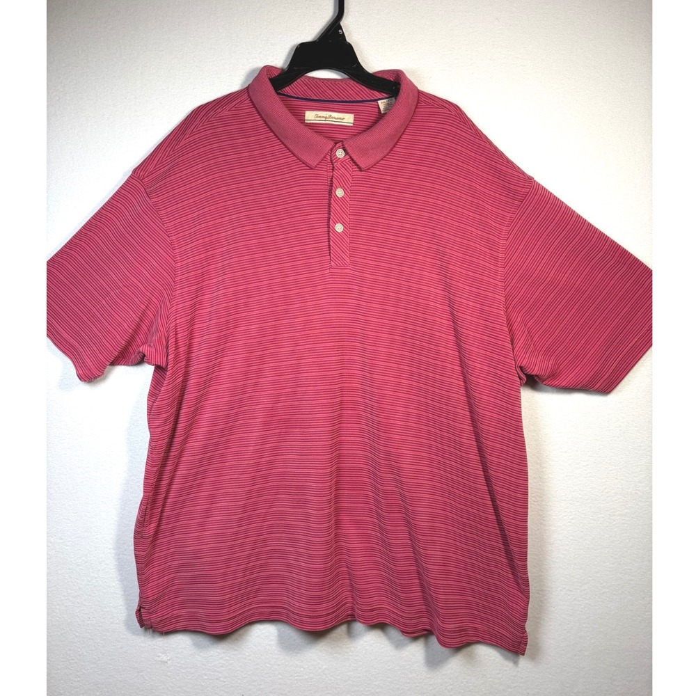 Tommy Bahama Polo Shirt Mens 3XL Pink Excellent Short Sleeve Ribbed Modal Blend